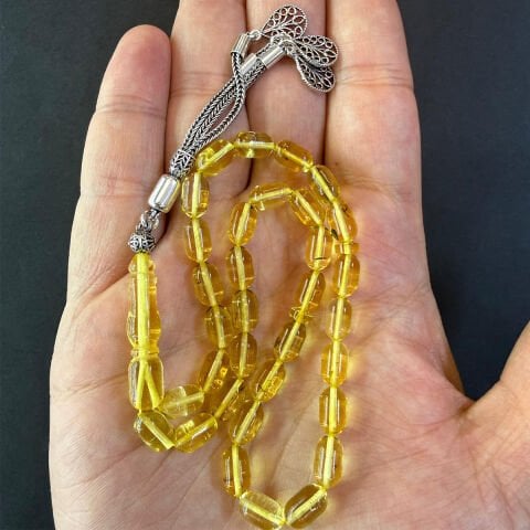 Şeffaf Kaliningrad Damla Kehribar Tespih 5,5*9 (mm)-3