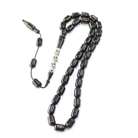 Sistem Püsküllü Nakkaş İmame Oltu Taşı Tespih 8*12 (mm)