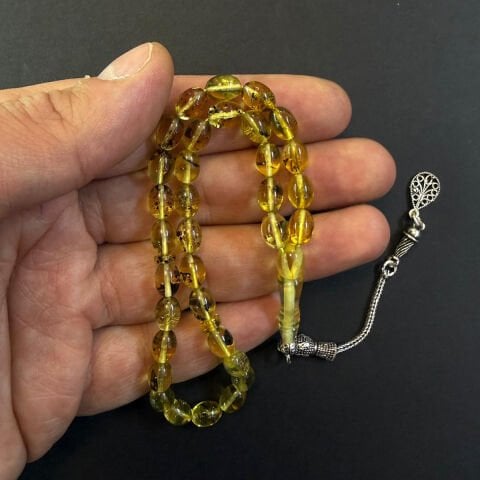 Şeffaf Kaliningrad Damla Kehribar Tespih 6*8 (mm)