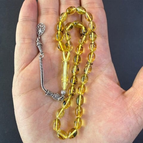 Şeffaf Kaliningrad Damla Kehribar Tespih 6*8 (mm)