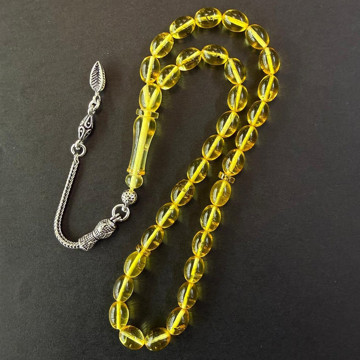 Şeffaf Kaliningrad Damla Kehribar Tespih 6*8 (mm)-1