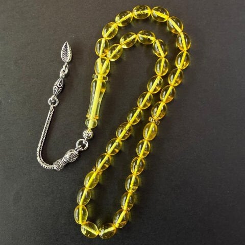 Şeffaf Kaliningrad Damla Kehribar Tespih 6*8 (mm)-1