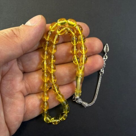 Şeffaf Kaliningrad Damla Kehribar Tespih 6*8 (mm)-1