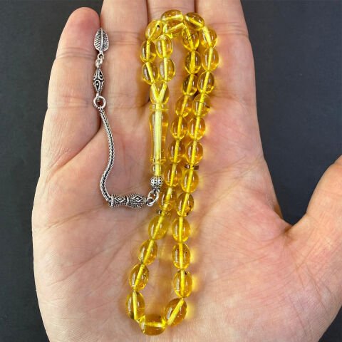 Şeffaf Kaliningrad Damla Kehribar Tespih 6*8 (mm)-1