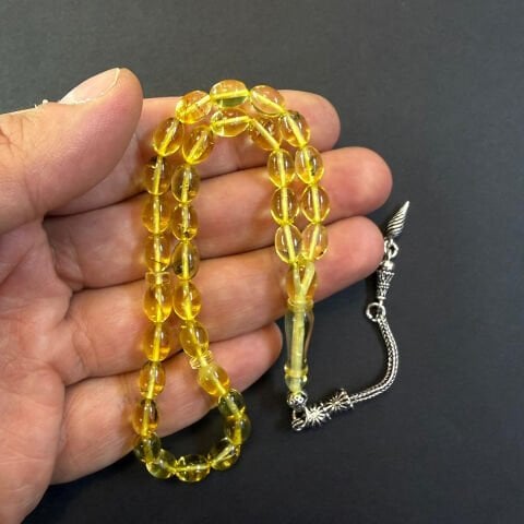 Şeffaf Kaliningrad Damla Kehribar Tespih 6*8 (mm)-2