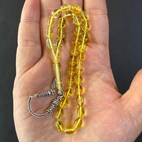 Şeffaf Kaliningrad Damla Kehribar Tespih 6*8 (mm)-2