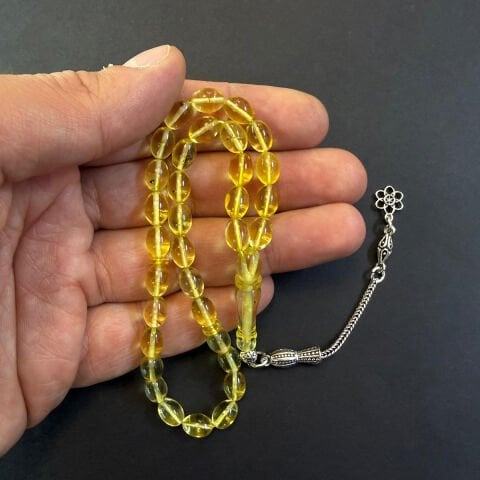 Şeffaf Kaliningrad Damla Kehribar Tespih 6*8 (mm)-3