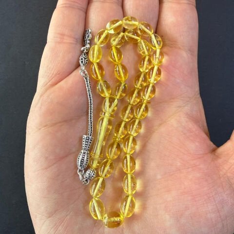 Şeffaf Kaliningrad Damla Kehribar Tespih 6*8 (mm)-3