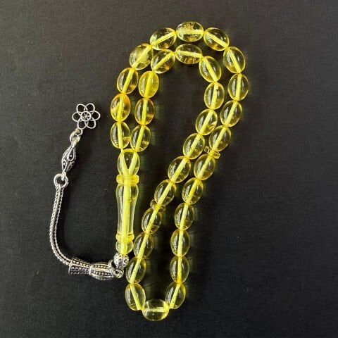 Şeffaf Kaliningrad Damla Kehribar Tespih 6*8 (mm)-3