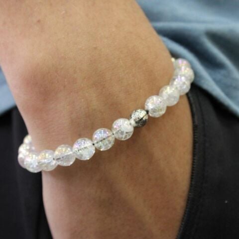Beyaz Aura Kuvars Doğal Taş Bileklik