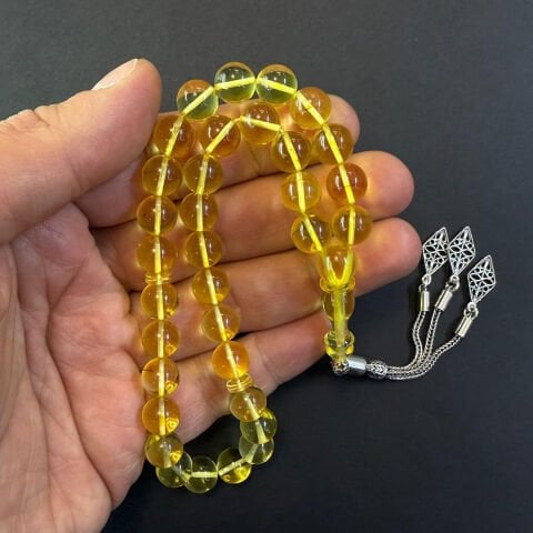 Şeffaf Kaliningrad Damla Kehribar Tespih 9 (mm)-1