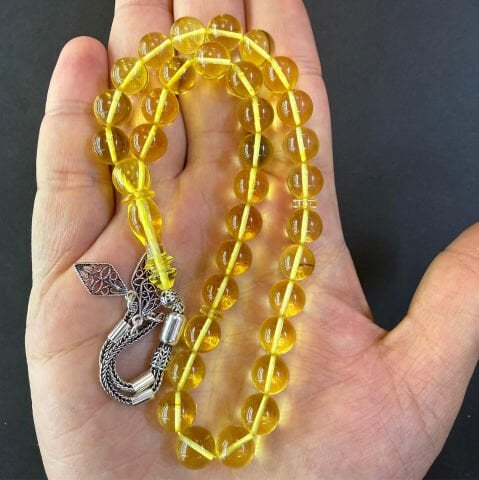 Şeffaf Kaliningrad Damla Kehribar Tespih 9 (mm)-1