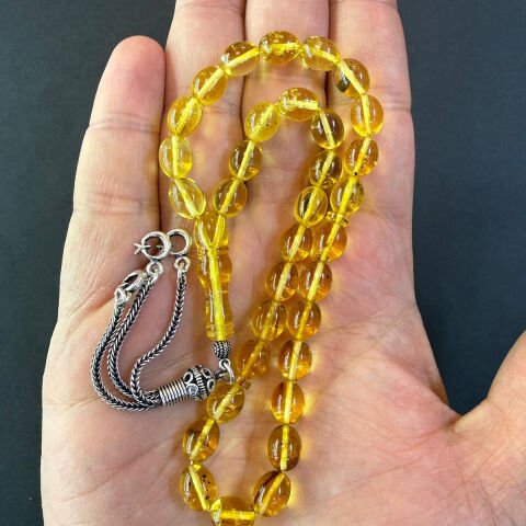 Şeffaf Kaliningrad Damla Kehribar Tespih 7*9 (mm)