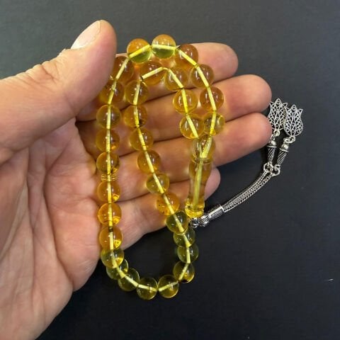 Şeffaf Kaliningrad Damla Kehribar Tespih 9 (mm)-1