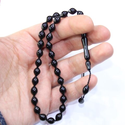 Sistem Püsküllü Oltu Taşı Tespih 6*8,5 (mm)