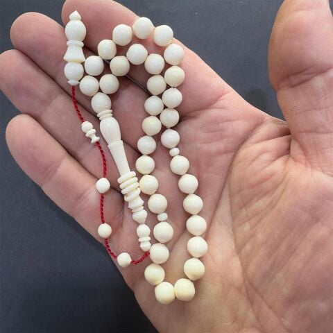 Yerli Atölye İşçiliği Fildişi Tespih İstanbul Kesim 7*7.3 (mm)