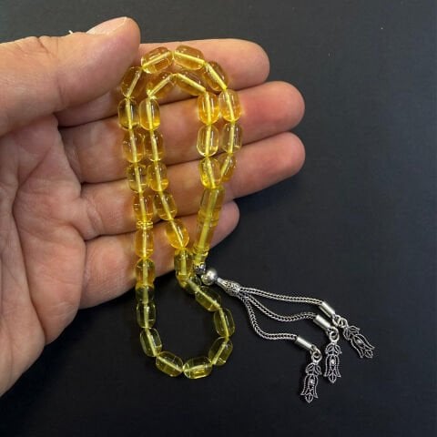 Şeffaf Kaliningrad Damla Kehribar Tespih 6*9,5 (mm)-1