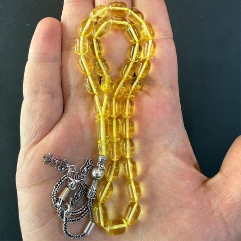 Şeffaf Kaliningrad Damla Kehribar Tespih 6*9,5 (mm)-1