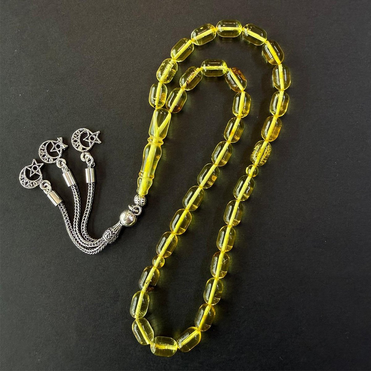 Şeffaf Kaliningrad Damla Kehribar Tespih 6*9,5 (mm)-2