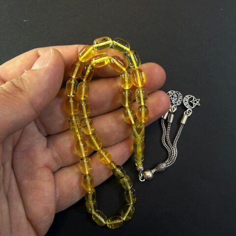 Şeffaf Kaliningrad Damla Kehribar Tespih 6*9,5 (mm)-2