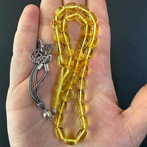 Şeffaf Kaliningrad Damla Kehribar Tespih 6*9,5 (mm)-2