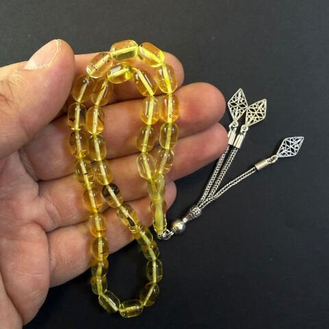 Şeffaf Kaliningrad Damla Kehribar Tespih 6*9,5 (mm)-3