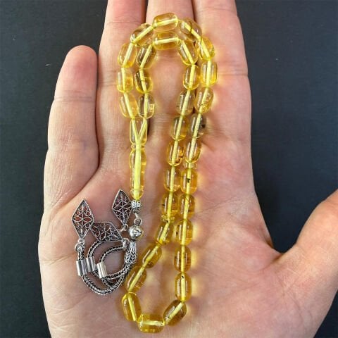 Şeffaf Kaliningrad Damla Kehribar Tespih 6*9,5 (mm)-3