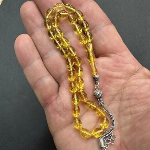 Şeffaf Kaliningrad Damla Kehribar Tespih 5,5*8 (mm)-1