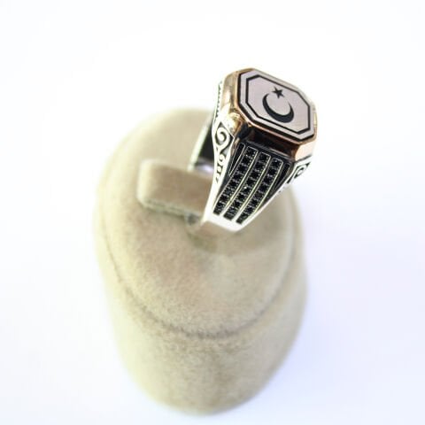 Ay Yıldız Gümüş Erkek Yüzük