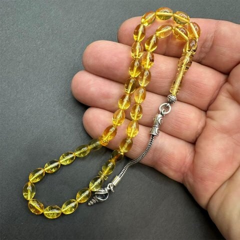 Şeffaf Kaliningrad Damla Kehribar Tespih 5,5*8 (mm)-2