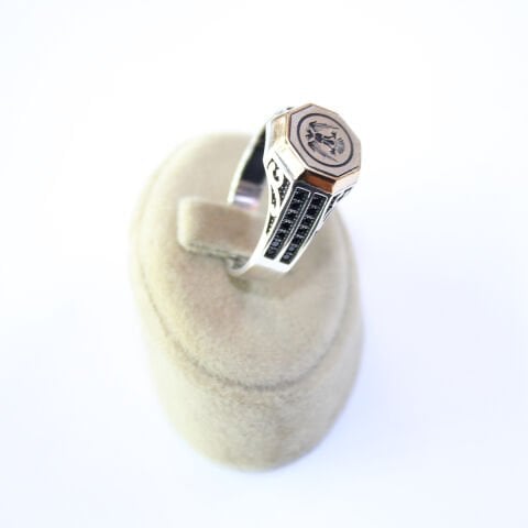 Çift Başlı Kartal Motifli Gümüş Erkek Yüzük