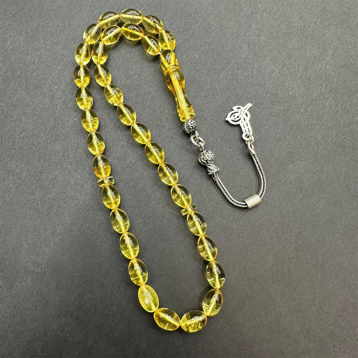 Şeffaf Kaliningrad Damla Kehribar Tespih 5,5*8 (mm)-3