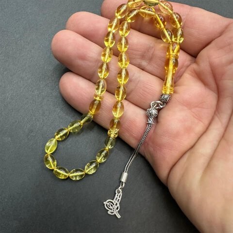 Şeffaf Kaliningrad Damla Kehribar Tespih 5,5*8 (mm)-3