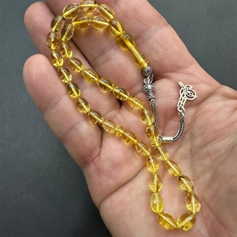 Şeffaf Kaliningrad Damla Kehribar Tespih 5,5*8 (mm)-3