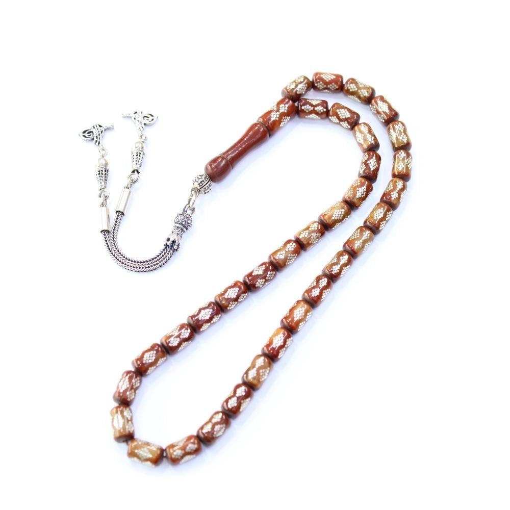 Gümüş Baklava İşlemeli Kuka Tespih 6*9,5 (mm)