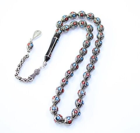 6 lı Karpuz İşleme Karma Oltu Taşı Tespih 9,5*11 (mm)