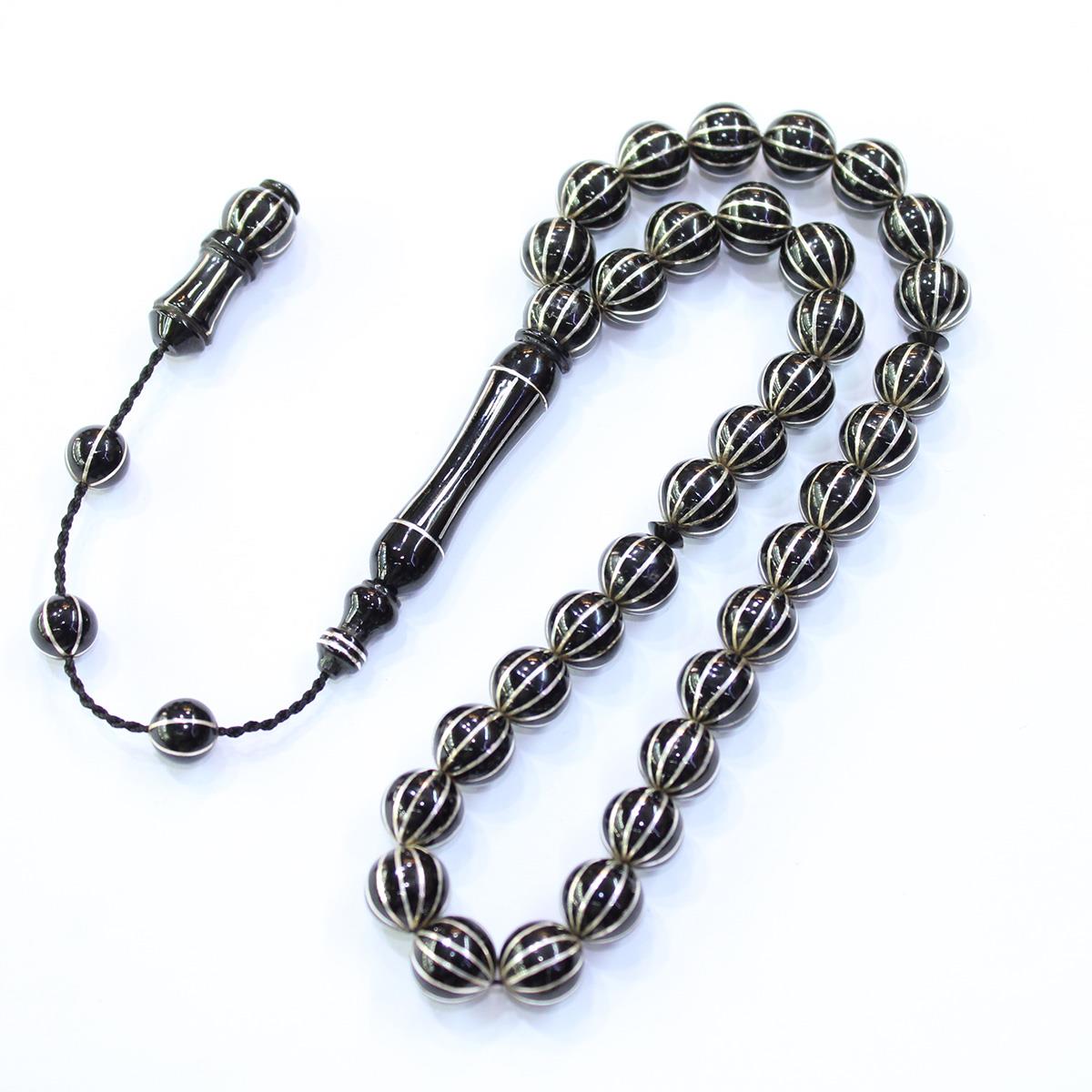 Sistemli 12 li Kapruz İşleme Oltu Taşı Tespih 9,5 (mm)