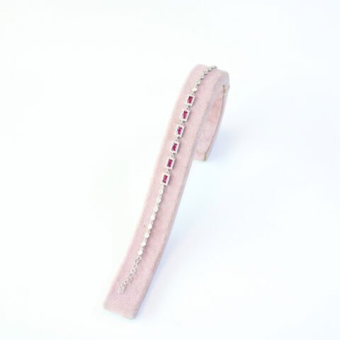 Kırmızı Zirkon Taşlı Gümüş Bileklik