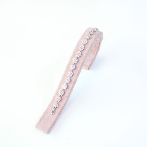 Pembe Zirkon Taşlı Gümüş Bileklik