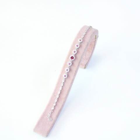 Zirkon Taşlı Kırmızı Gümüş Bileklik