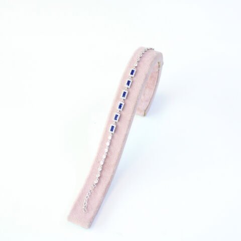 Zirkon Taşlı Lacivert Gümüş Bileklik