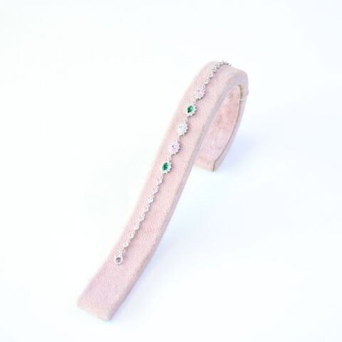 Zirkon Taşlı Gümüş Beyaz Bileklik