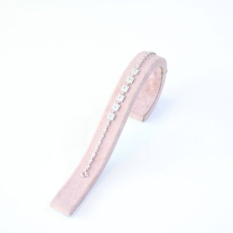 Zirkon Taşlı Gümüş Fuşya Bileklik