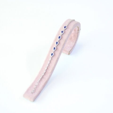 Lacivert Zirkon Taşlı Gümüş Damla Model Bileklik