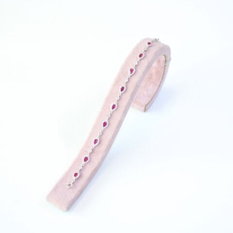 Fuşya Zirkon Taşlı Gümüş Damla Model Bileklik