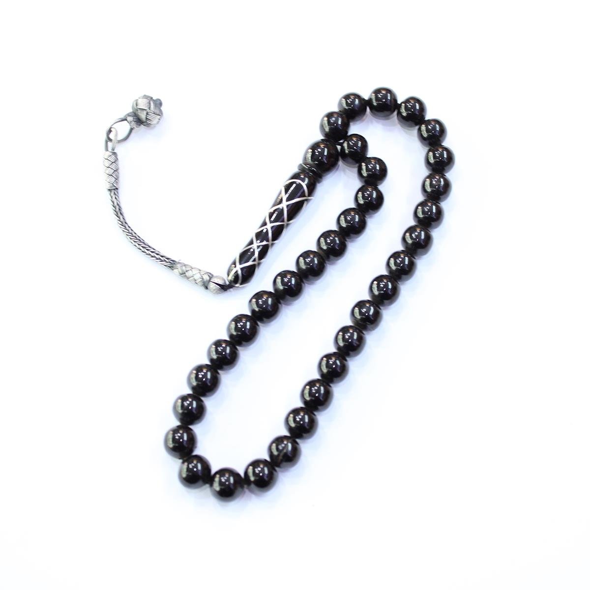 Sarmal İşleme İmameli Oltu Taşı Tespih 8,5 (mm)