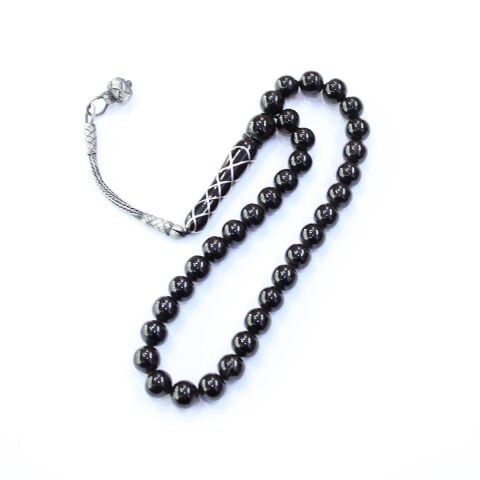 Sarmal İşleme İmameli Oltu Taşı Tespih 8,5 (mm)