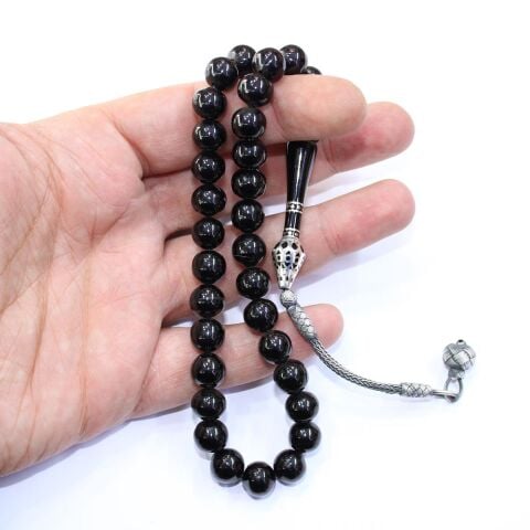 Nakkaş İmameli Oltu Taşı Tespih 9,4 (mm)