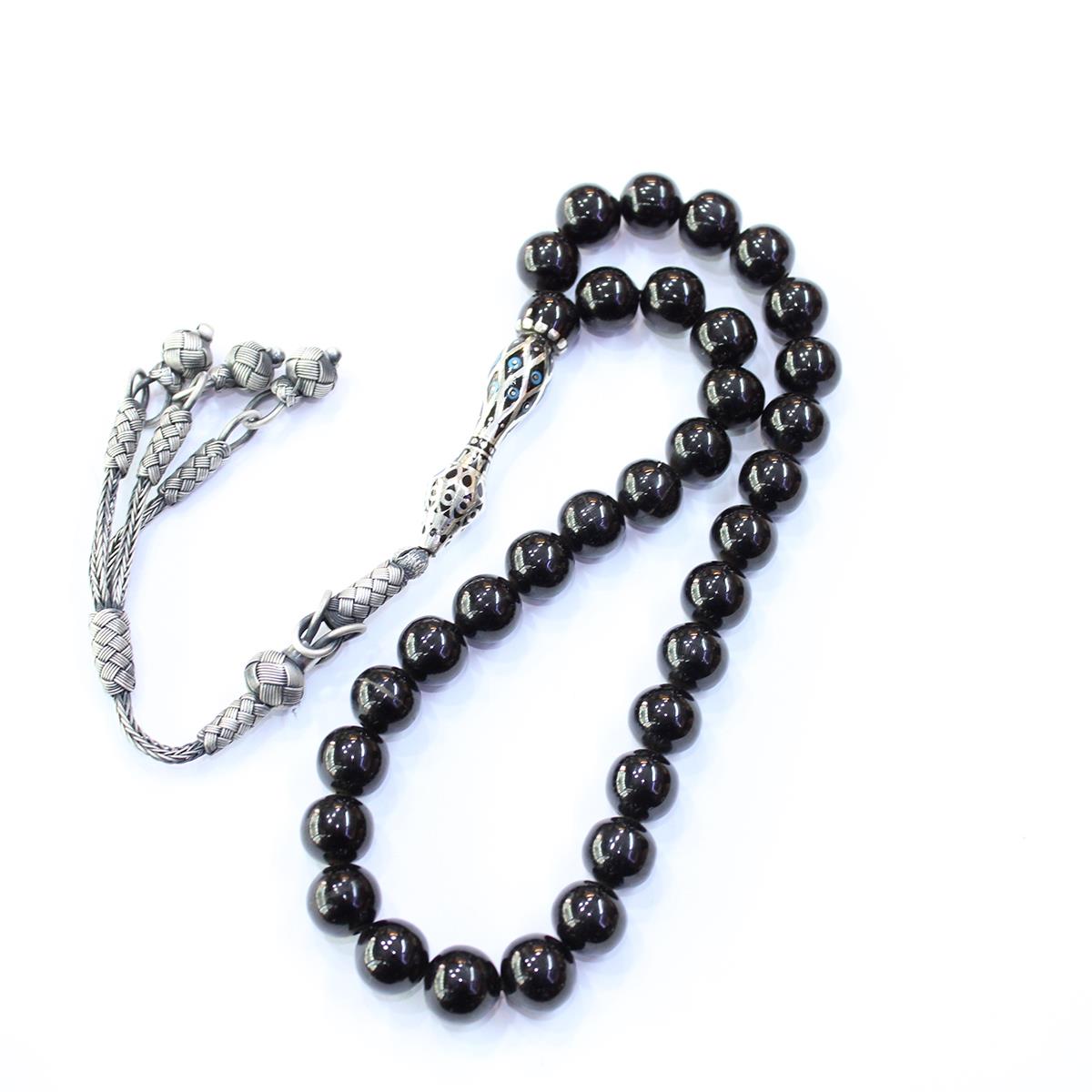 Firuze Nakkaş İmameli Oltu Taşı Tespih 9,3 (mm)