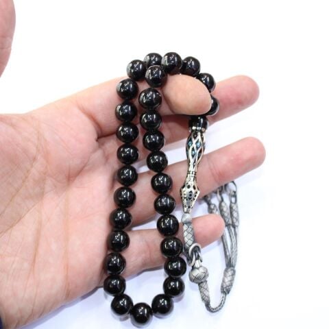 Firuze Nakkaş İmameli Oltu Taşı Tespih 9,3 (mm)